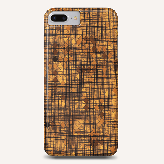 geometric square pixel pattern abstract in brown Phone Case by Timmy333