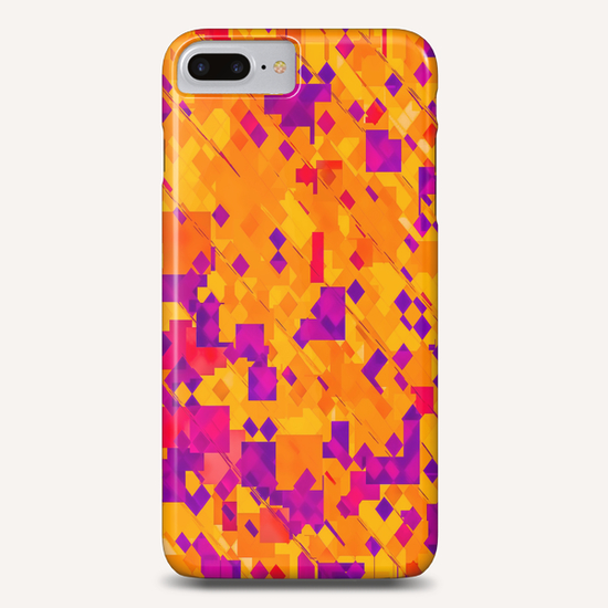 geometric square pixel pattern abstract background in orange purple blue Phone Case by Timmy333