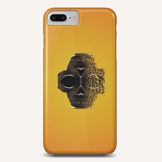 fractal black skull portrait with orange abstract background Phone Case by Timmy333