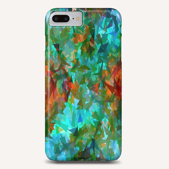 psychedelic geometric abstract pattern in green blue orange Phone Case by Timmy333