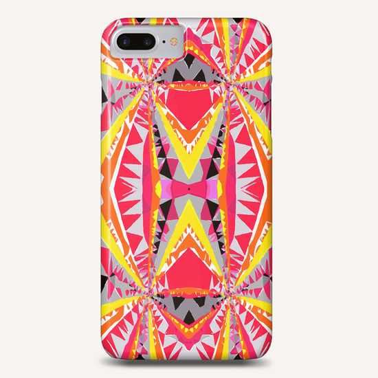 psychedelic geometric triangle polygon abstract pattern in red yellow pink black Phone Case by Timmy333