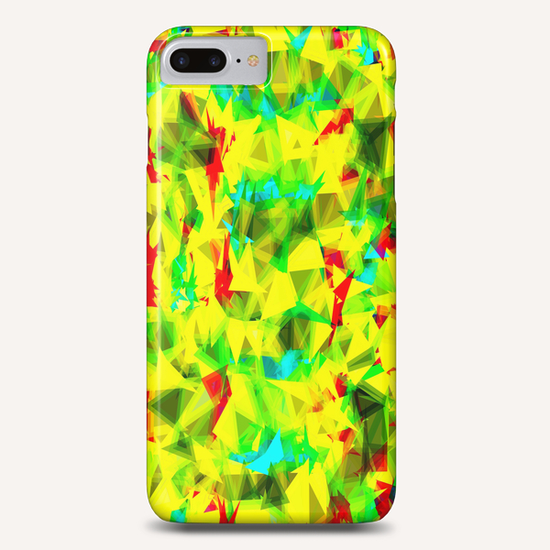 psychedelic geometric triangle abstract pattern in green yellow blue red Phone Case by Timmy333