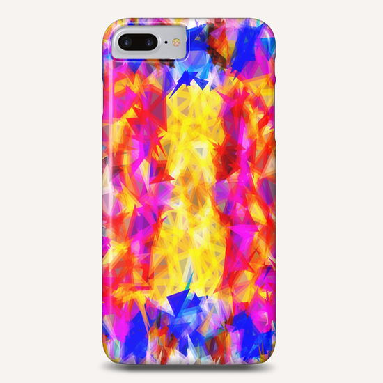 psychedelic geometric triangle pattern abstract background in pink yellow red blue Phone Case by Timmy333