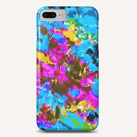 psychedelic splash painting abstract texture in blue pink yellow brown green Phone Case by Timmy333