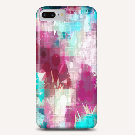 geometric circle and triangle pattern abstract in pink blue Phone Case by Timmy333