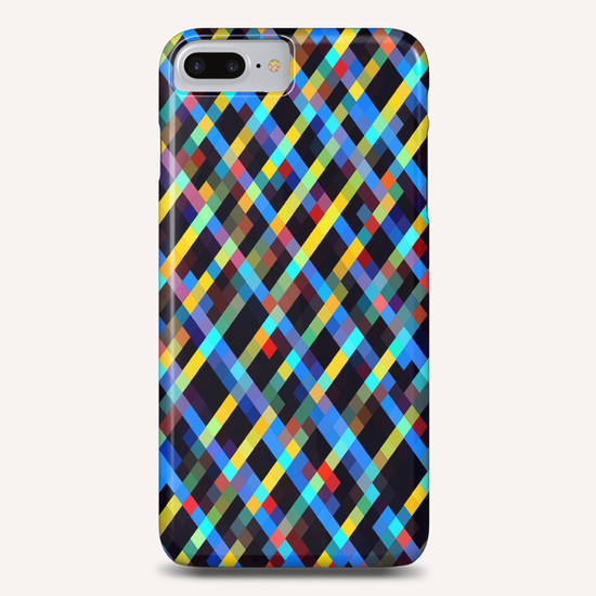 geometric pixel square pattern abstract background in blue yellow red orange Phone Case by Timmy333