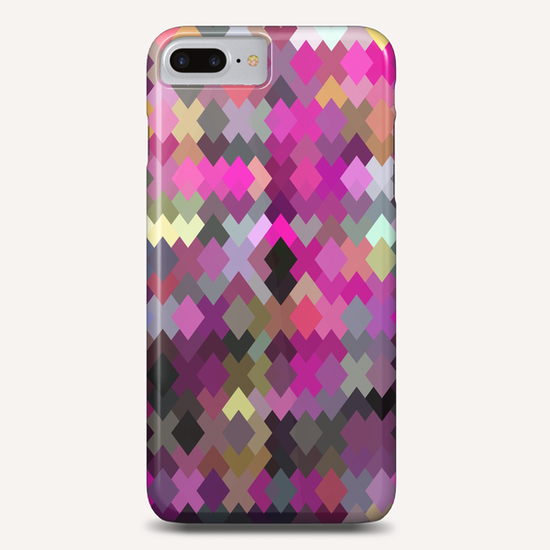 geometric square pixel pattern abstract in purple pink yellow Phone Case by Timmy333