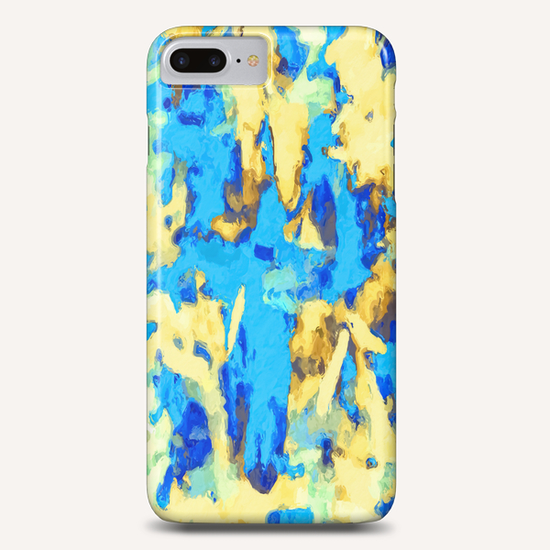 splash painting texture abstract background in blue and yellow Phone Case by Timmy333