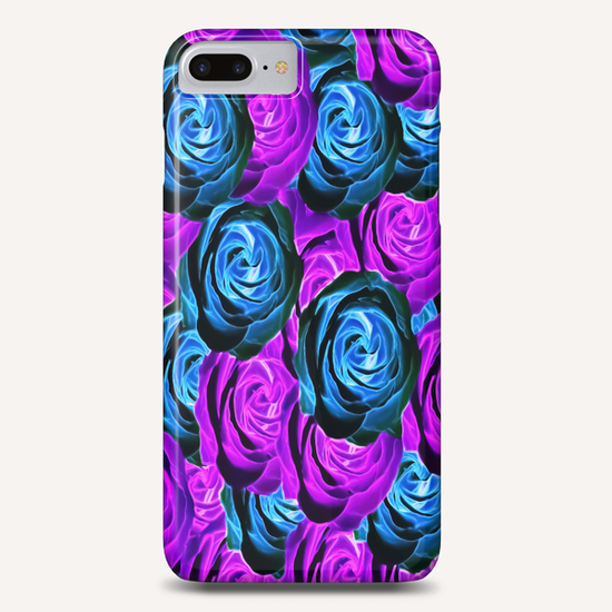 blooming rose texture pattern abstract background in purple and blue Phone Case by Timmy333