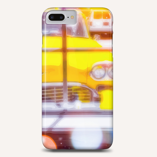 yellow classic taxi car with colorful bokeh light abstract background Phone Case by Timmy333