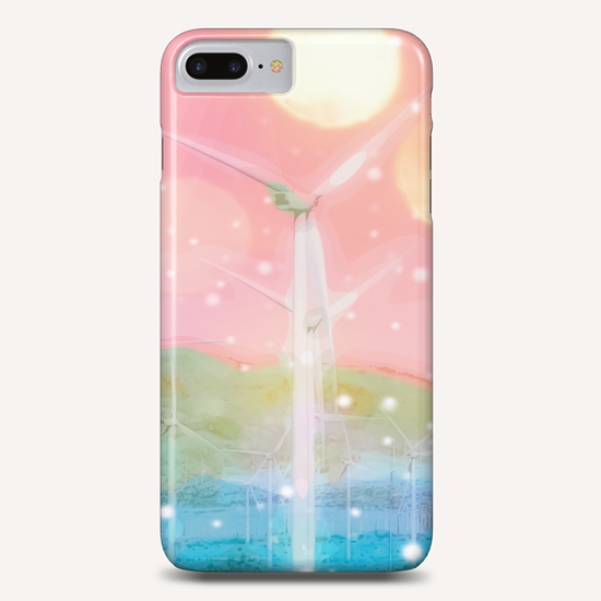 wind turbine in the desert with snow and bokeh light background Phone Case by Timmy333