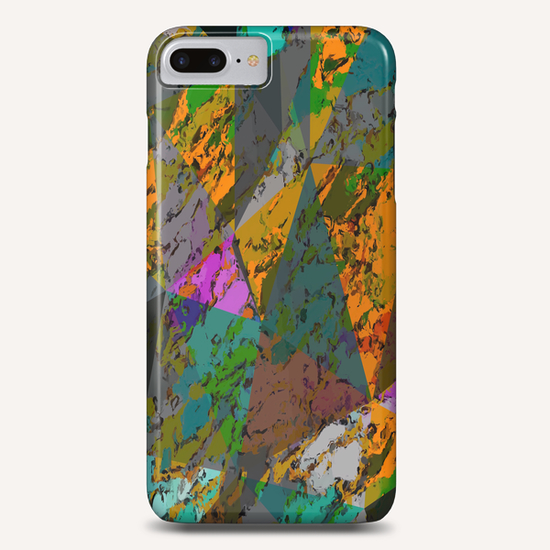 psychedelic geometric triangle pattern abstract with painting abstract background in orange green pink Phone Case by Timmy333