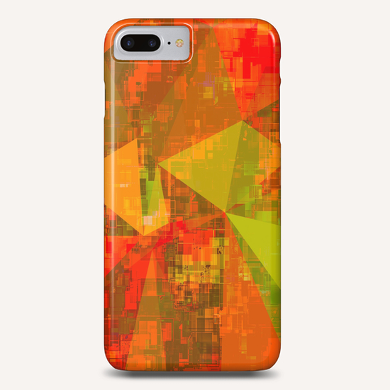 psychedelic geometric triangle pattern abstract with painting abstract background in green brown orange Phone Case by Timmy333