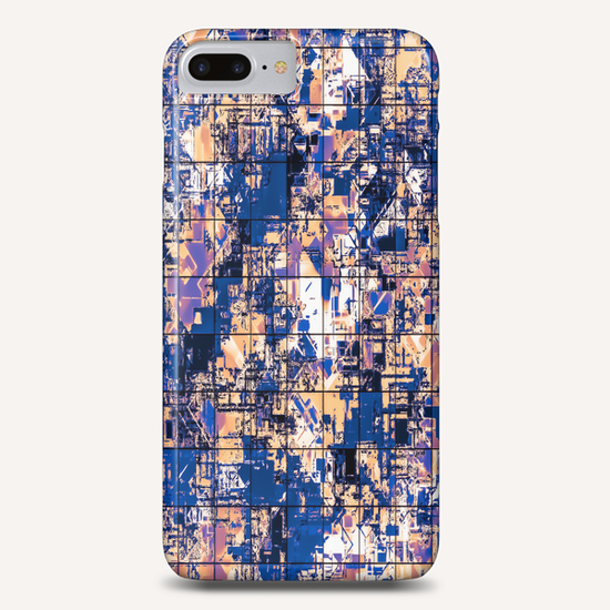 psychedelic geometric square pattern abstract background in blue pink purple Phone Case by Timmy333