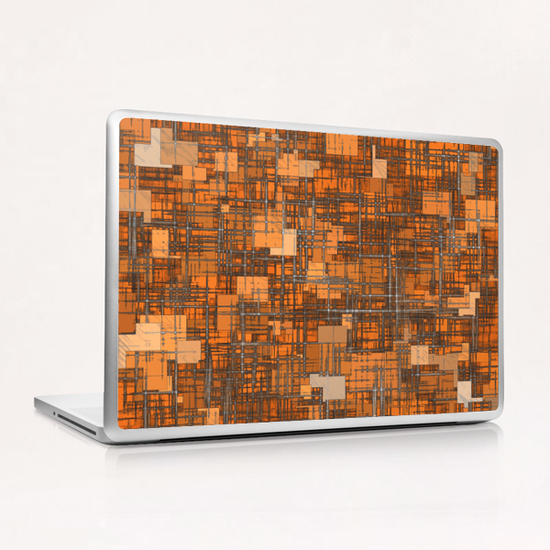 geometric square pattern abstract background in orange and brown Laptop & iPad Skin by Timmy333