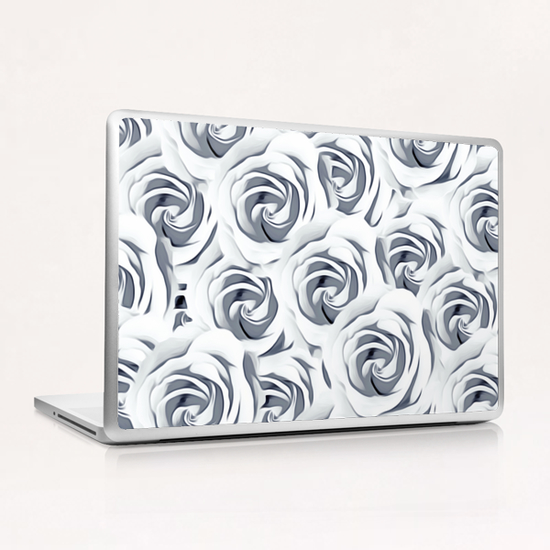 rose pattern texture abstract background in black and white Laptop & iPad Skin by Timmy333