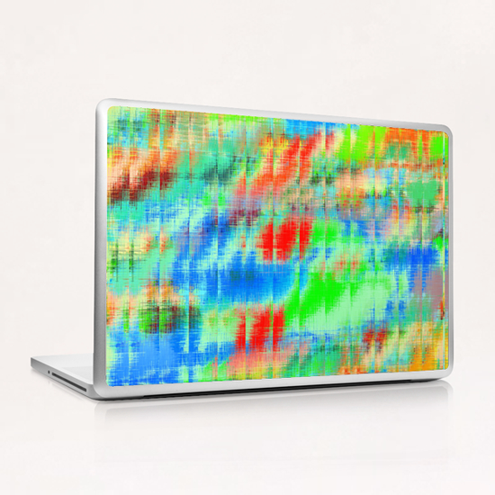 psychedelic geometric painting texture abstract background in blue green red Laptop & iPad Skin by Timmy333