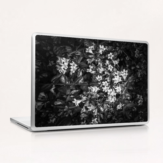 blooming flowers background in black and white Laptop & iPad Skin by Timmy333