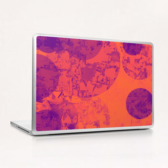 geometric circle pattern abstract in orange and purple Laptop & iPad Skin by Timmy333