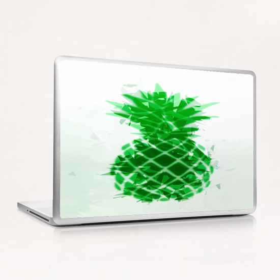 pineapple in green with geometric triangle pattern abstract Laptop & iPad Skin by Timmy333