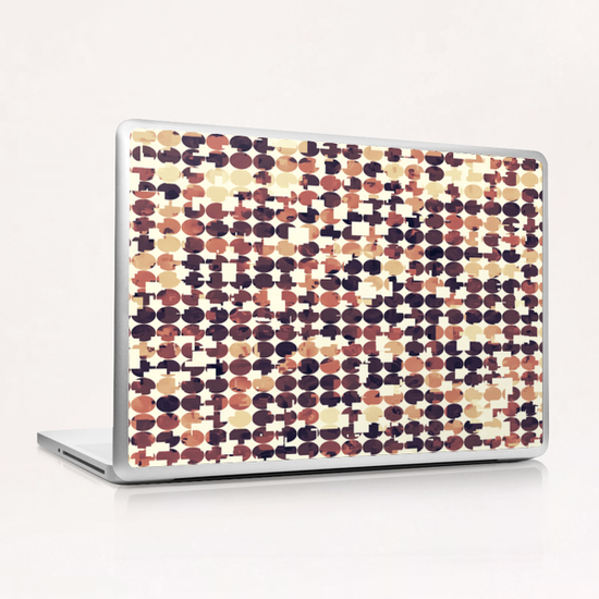 geometric square and circle pattern abstract in brown Laptop & iPad Skin by Timmy333