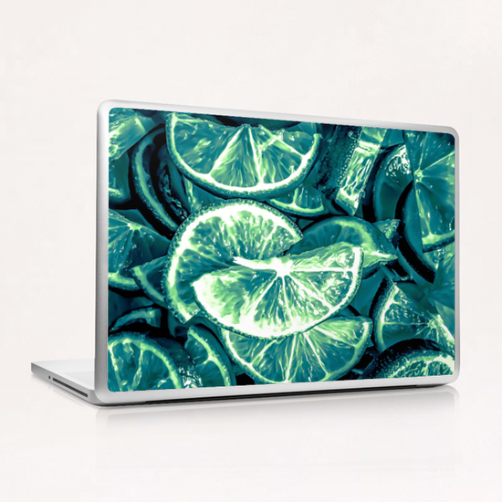 closeup slices of lime background Laptop & iPad Skin by Timmy333