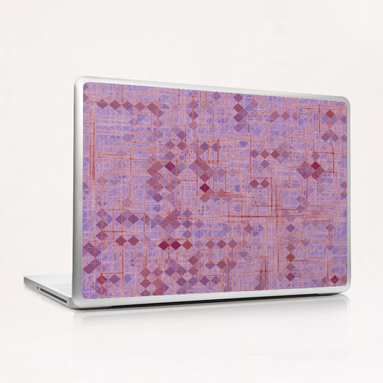 geometric square pixel pattern abstract in pink and purple Laptop & iPad Skin by Timmy333