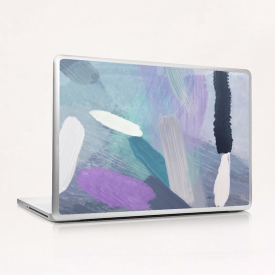 brush painting texture abstract background in purple green black Laptop & iPad Skin by Timmy333