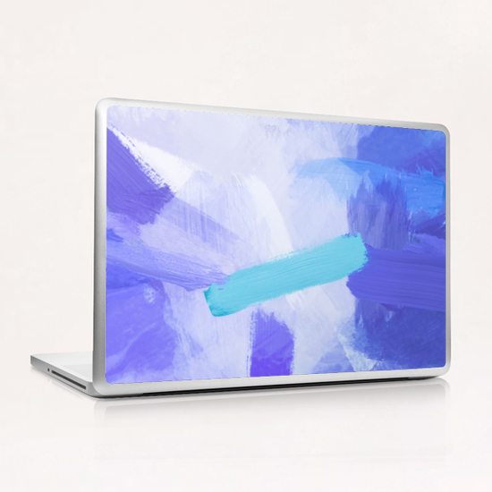 brush painting texture abstract background in blue Laptop & iPad Skin by Timmy333