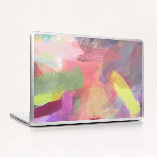 brush painting texture abstract background in pink purple yellow Laptop & iPad Skin by Timmy333