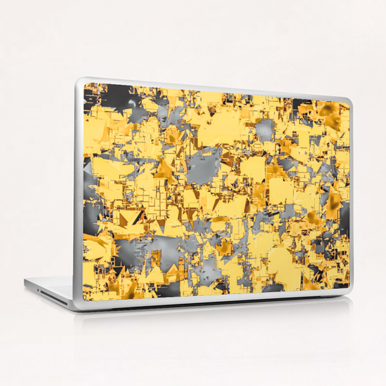 geometric painting texture abstract in yellow and brown Laptop & iPad Skin by Timmy333