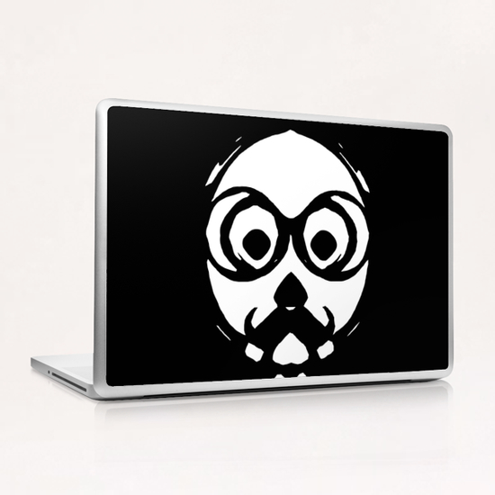 old skinny skull and bone with glasses in black and white Laptop & iPad Skin by Timmy333