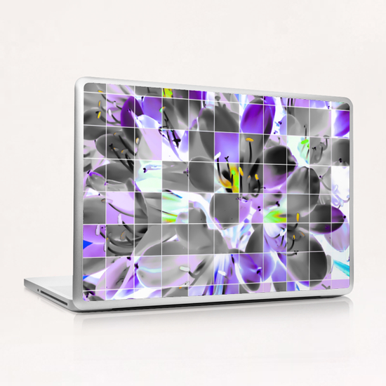 closeup purple flower with yellow pollen background Laptop & iPad Skin by Timmy333