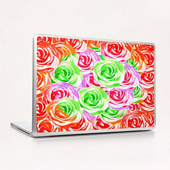 colorful rose pattern abstract in red pink green Laptop & iPad Skin by Timmy333