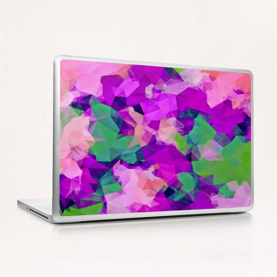 psychedelic geometric polygon pattern abstract in pink purple green Laptop & iPad Skin by Timmy333