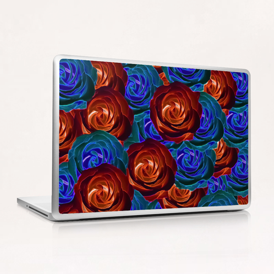 rose texture pattern abstract background in red and blue Laptop & iPad Skin by Timmy333