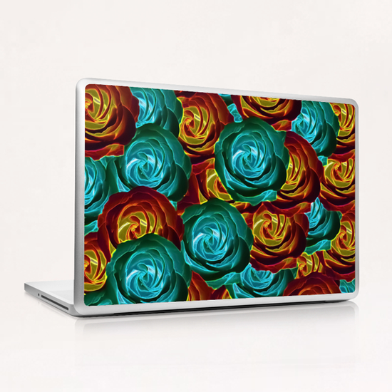 rose texture pattern abstract background in green red and yellow Laptop & iPad Skin by Timmy333