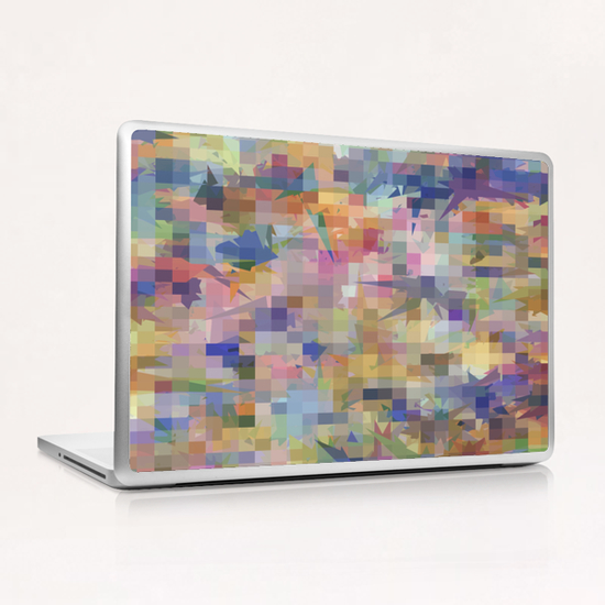 geometric square pixel and triangle pattern abstract in blue pink yellow Laptop & iPad Skin by Timmy333