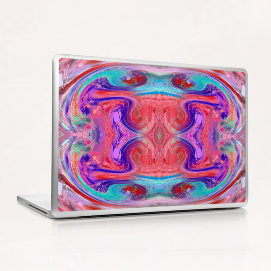 psychedelic geometric symmetry abstract pattern in red pink blue Laptop & iPad Skin by Timmy333