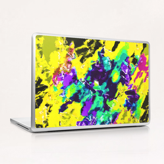 psychedelic splash painting abstract texture in yellow blue green purple Laptop & iPad Skin by Timmy333