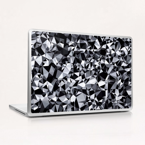 geometric triangle polygon pattern abstract in black and white Laptop & iPad Skin by Timmy333