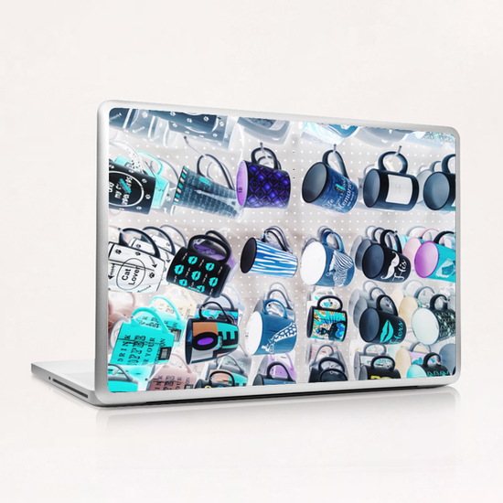 colorful mugs hanging on the white wall Laptop & iPad Skin by Timmy333