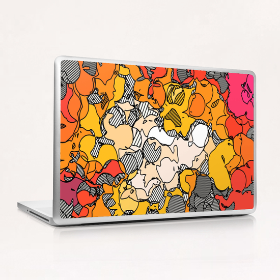 psychedelic graffiti drawing and painting circle pattern in pink orange and yellow Laptop & iPad Skin by Timmy333