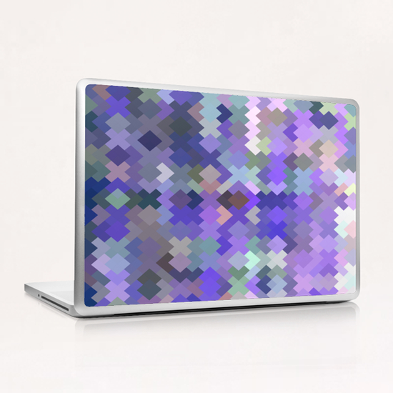 geometric square pixel pattern abstract in purple and pink Laptop & iPad Skin by Timmy333