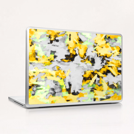 splash painting texture abstract background in yellow black green Laptop & iPad Skin by Timmy333