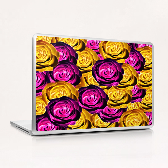 blooming rose texture pattern abstract background in pink and yellow Laptop & iPad Skin by Timmy333