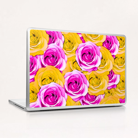 pink rose and yellow rose pattern abstract background Laptop & iPad Skin by Timmy333