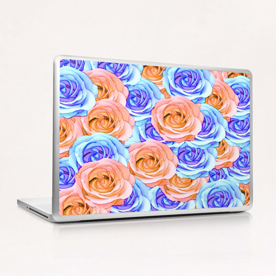 blooming rose texture pattern abstract background in red and blue Laptop & iPad Skin by Timmy333