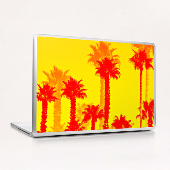 orange palm tree pattern abstract with yellow background Laptop & iPad Skin by Timmy333