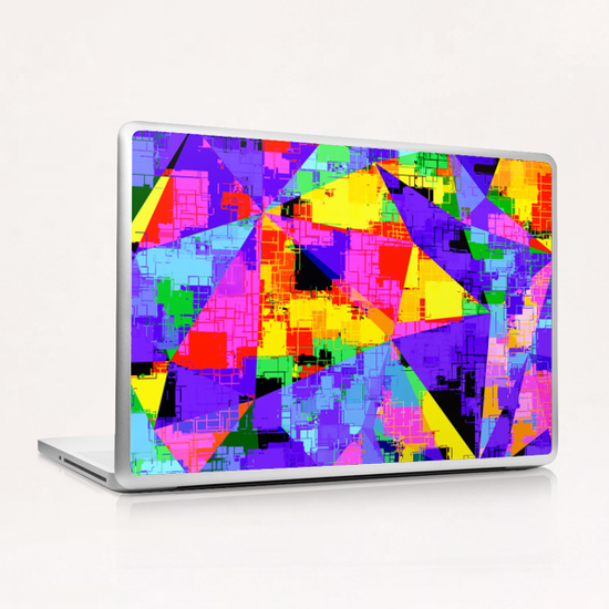 geometric triangle abstract background in purple blue pink yellow Laptop & iPad Skin by Timmy333